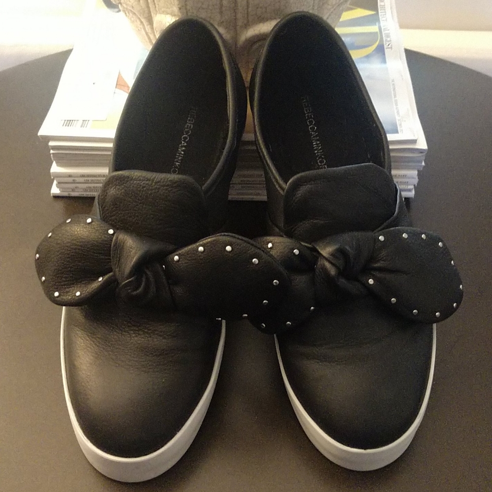 Rebecca Minkoff Black Studded Bow Slipons